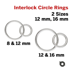 Sterling Silver Interlocking Rings, 2 Sizes, AT, (SS-1021) - Beadspoint