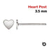 1 Pair, Sterling Silver Heart Post Earring AT, 3.5 mm, (SS-1027)