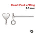 1 Pair, Sterling Silver Heart Post Earring w/Ring AT, 3.5 mm, (SS-1028)