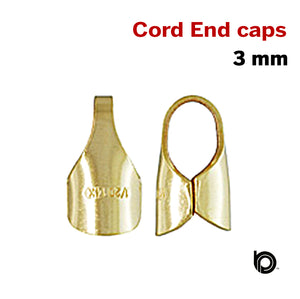 2 Pcs, 14k Gold Filled Round Endcap, ID Round Endcap, 3.0 mm, (GF-770-3) - Beadspoint