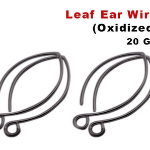 Sterling Silver Oxidized Large Leaf Earwire, 20 GA Wire (OX-724)