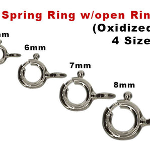 Sterling Silver Oxidized Spring Ring Clasp w/ Open Ring attached (OX-840)