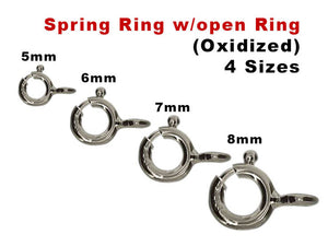 Sterling Silver Oxidized Spring Ring Clasp w/ Open Ring attached (OX-840)