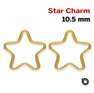 2 Pcs 14k Gold Filled Wire Star Charm,10.5 mm Star Jump Ring (0.89mm wire) CL, (GF/777) - Beadspoint