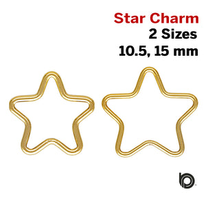 14k Gold Filled Wire Star Charm, 2 Sizes, (GF/777) - Beadspoint