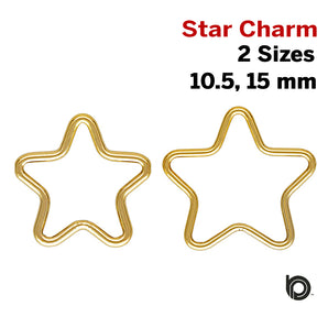 2 Pcs, 14k Gold Filled Wire Star Charm,  2 Sizes, (GF-777) - Beadspoint