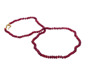 Ruby Facetted Roundels Hand knotted w/ Sterling & Diamond Clasp, Ruby, (RBY-RNDL-3-4)