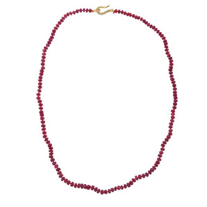 Ruby Facetted Roundels Hand knotted w/ Sterling & Diamond Clasp, Ruby, (RBY-RNDL-3-4)