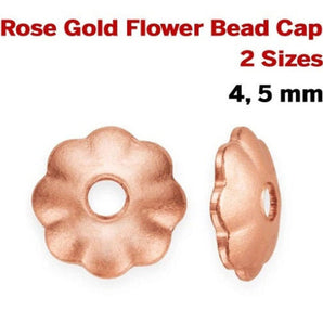 14k Rose Gold Filled Flower Bead Cap, (RG-300)