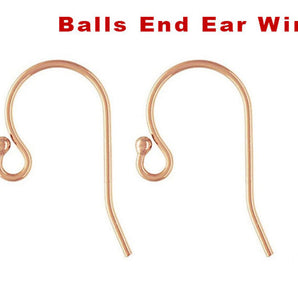 14K Rose Gold Balls End Ear Wire, (RG-307)