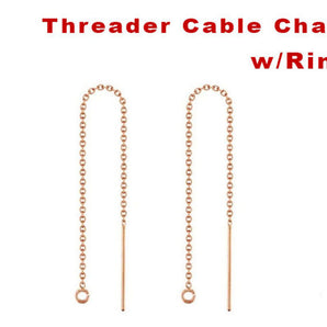 14k Rose Gold Filled Threader Cable Chain With Ring, (RG-309)