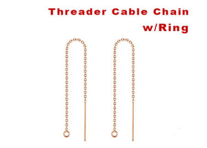 14k Rose Gold Filled Threader Cable Chain With Ring, (RG-309)