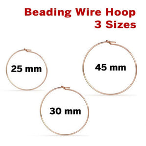 14k Rose Gold Filled Beading Wire Hoop, (RG-311)