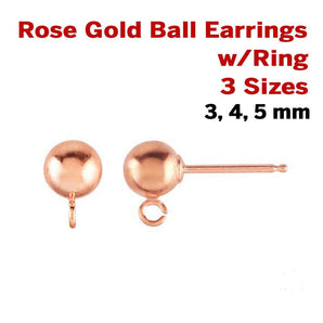 14k Rose Gold Filled Ball Earrings With Ring, (RG-317)