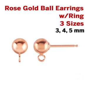 14k Rose Gold Filled Ball Earrings With Ring, (RG-317)