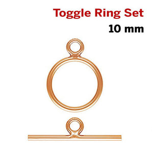 14k Rose Gold Filled Ring and Toggle Set, 10 mm, 1 Set, (RG-318)