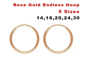 14K Rose Gold Filled Endless Hoop, (RG-319)