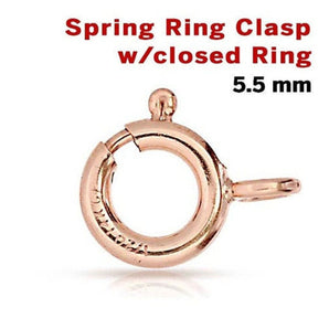 14k Rose Gold filled Spring Ring Clasp With Closed Ring, (RG-450-5.5C)