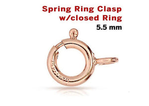 14k Rose Gold filled Spring Ring Clasp With Closed Ring, (RG-450-5.5C)