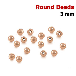 14K Rose Gold Filled Round Beads, 3 mm, (RG-550-3)