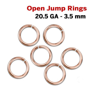 14k Rose Gold Filled Open Jump Rings, 3.5mm 20.5 GA, (RG-JR20.5-3.5O)