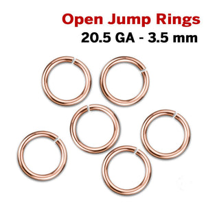 14k Rose Gold Filled Open Jump Rings, 3.5mm 20.5 GA, (RG-JR20.5-3.5O)
