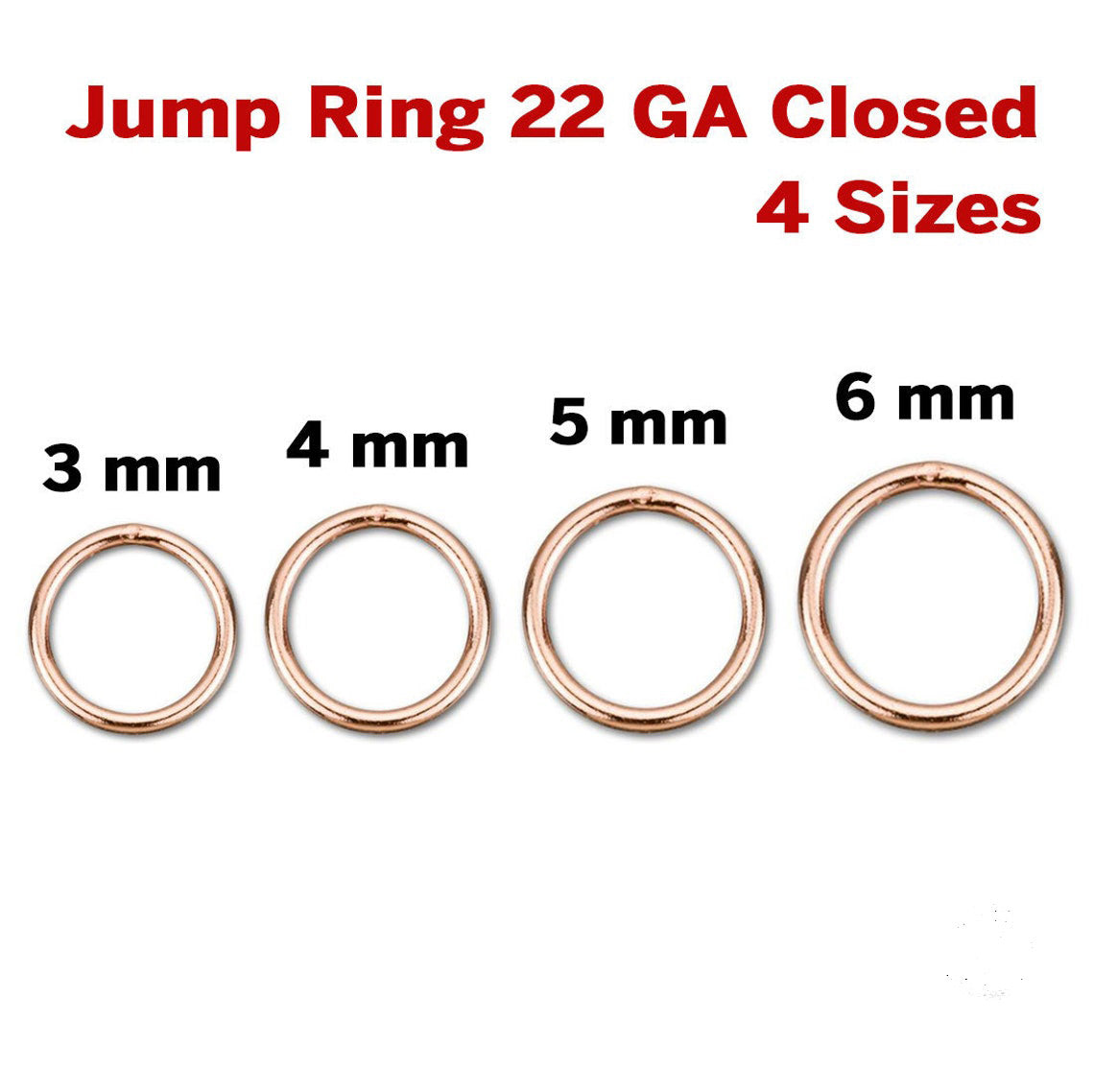 14k Rose Gold Filled Jump Ring 22 GA Closed, (RG-JR22-C)