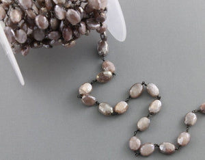 Brown Moonstone Faceted Wrapped Rosary Chain, (RS-BMNS-144) - Beadspoint