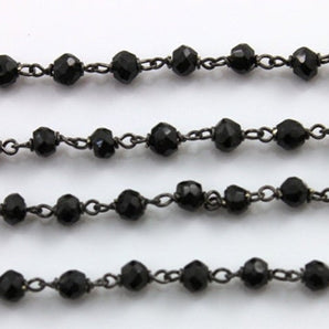 Black Onyx Wire Wrapped Rosary Chain, (RS-BNX-100) - Beadspoint