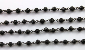 Black Onyx Wire Wrapped Rosary Chain, (RS-BNX-100) - Beadspoint
