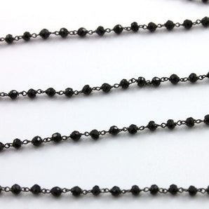 Black Onyx Wire Wrapped Rosary Chain, (RS-BNX-100) - Beadspoint