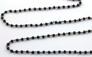 Black Onyx Wire Wrapped Rosary Chain, (RS-BNX-100) - Beadspoint