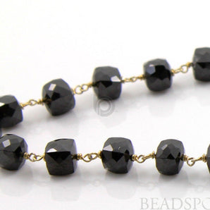 Black Spinel Faceted Cube Chain, (RS-BSP-160) - Beadspoint