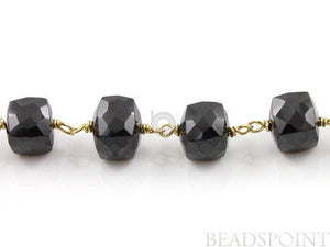 Black Spinel Faceted Cube Chain, (RS-BSP-160) - Beadspoint