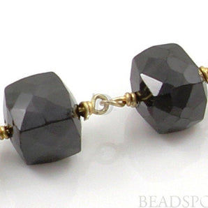 Black Spinel Faceted Cube Chain, (RS-BSP-160) - Beadspoint