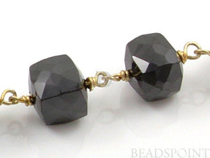 Black Spinel Faceted Cube Chain, (RS-BSP-160) - Beadspoint