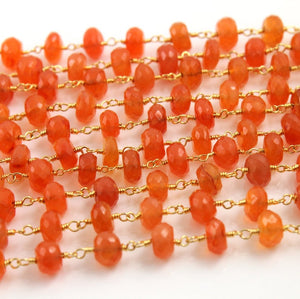 Carnelian Faceted Wire Wrapped Rosary Chain, (RS-CAR-63) - Beadspoint