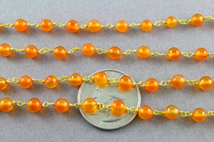 Carnelian Wire Wrapped Rosary Chain, (RS-CAR-65) - Beadspoint