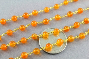 Carnelian Wire Wrapped Rosary Chain, (RS-CAR-65) - Beadspoint