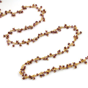 Garnet Cluster Wire Wrapped Rosary Chain, (RS-GAR-34) - Beadspoint