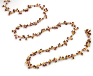 Garnet Cluster Wire Wrapped Rosary Chain, (RS-GAR-34) - Beadspoint
