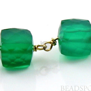 Green Onyx  Faceted  Cube Chain, (RS-GRX-159) - Beadspoint