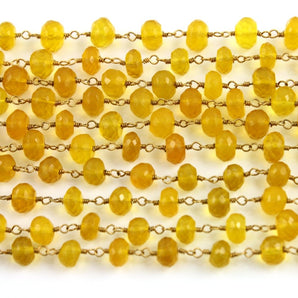 Honey Chalcedony Faceted Wire Wrapped Rosary Chain, (RS-HCL-170) - Beadspoint