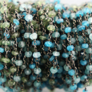 Multi Color Apatite Wire Wrapped Rosary Chain, (RS-MIX-2) - Beadspoint