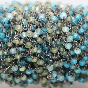 Multi Color Apatite Wire Wrapped Rosary Chain, (RS-MIX-2) - Beadspoint