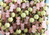 Pink Chalcedony & Wood Beads Wire Wrapped Rosary Chain in Antique Rhodium, 3.5 mm, (RS-MIX-6)