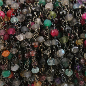 Mutlistone Faceted Wire Wrapped Rosary Chain, (RS-MUL-150) - Beadspoint