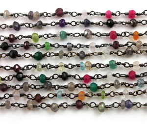 Mutlistone Faceted Wire Wrapped Rosary Chain, (RS-MUL-150) - Beadspoint