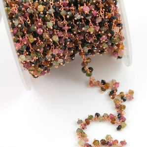 Tourmaline Wire Wrapped Cluster Rosary Chain, (RS-TML-109) - Beadspoint