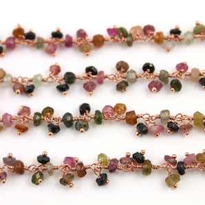 Tourmaline Wire Wrapped Cluster Rosary Chain, (RS-TML-109) - Beadspoint